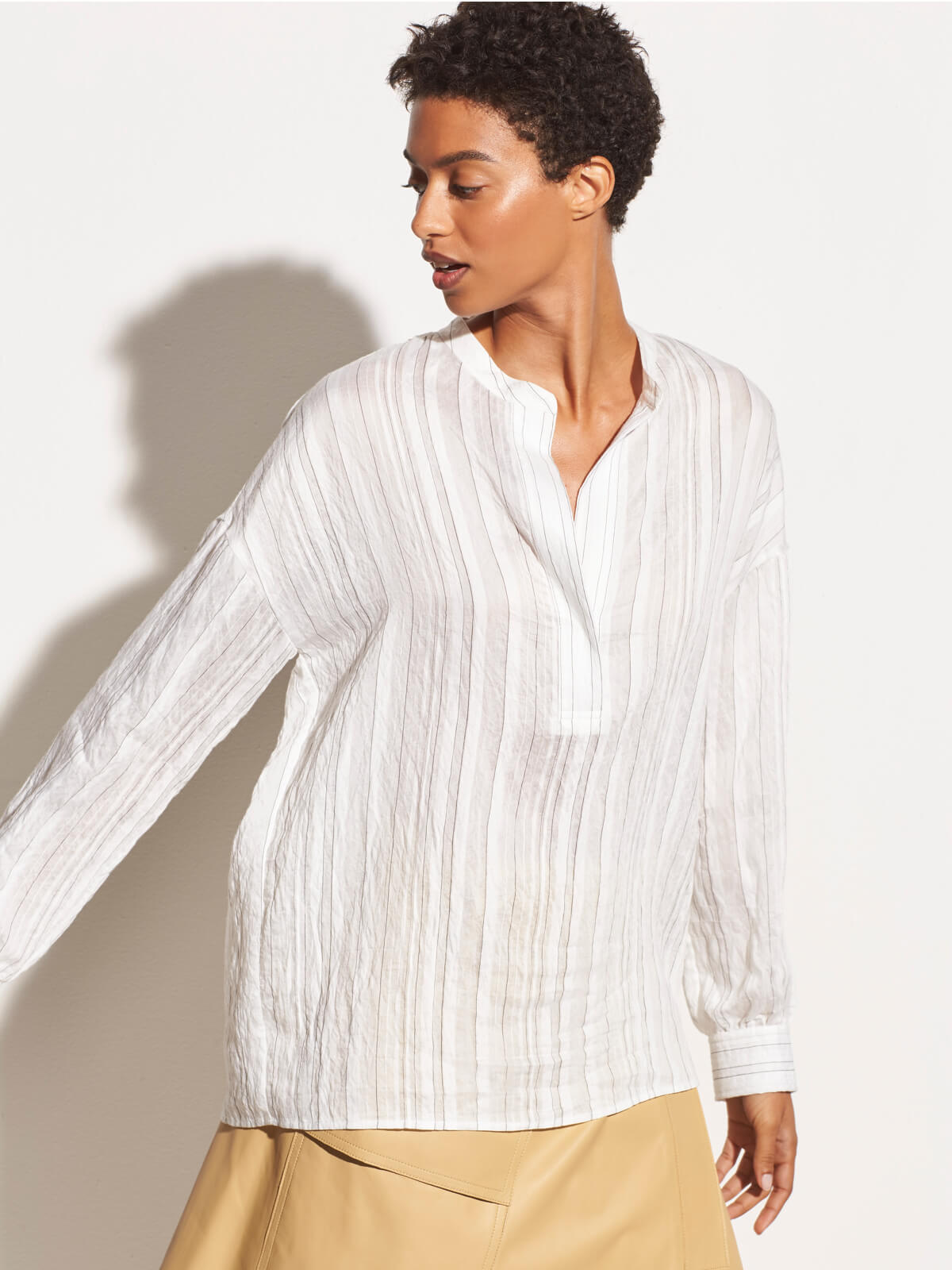 K b VINCE Drape Striped Blouse HVID