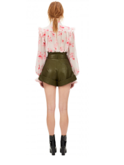 Self Portrait - Floral Printed Chiffon Pin Tucked Top