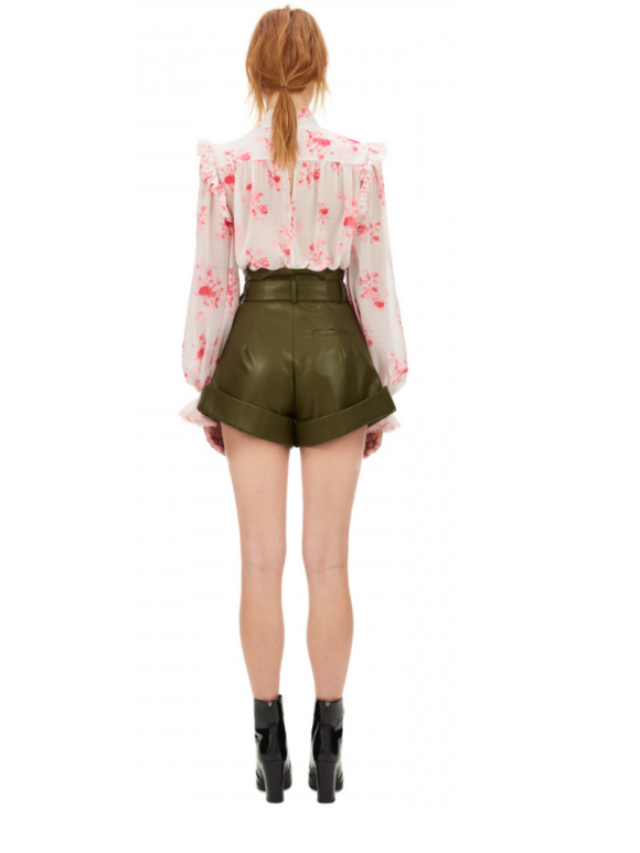 Self Portrait - Floral Printed Chiffon Pin Tucked Top